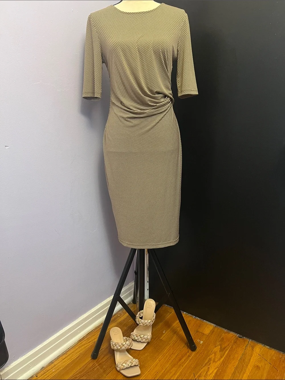 Banana Republic Beige Olive Pink Twist-Detail Midi Dress - Picture 4 of 6